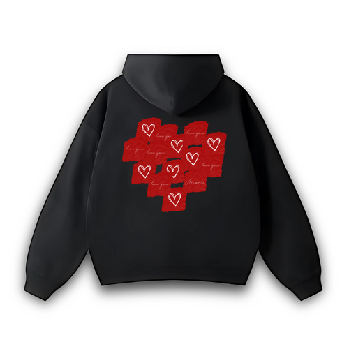 NOTES HEART PEMIUM HOODIE - Amor/e Clothing